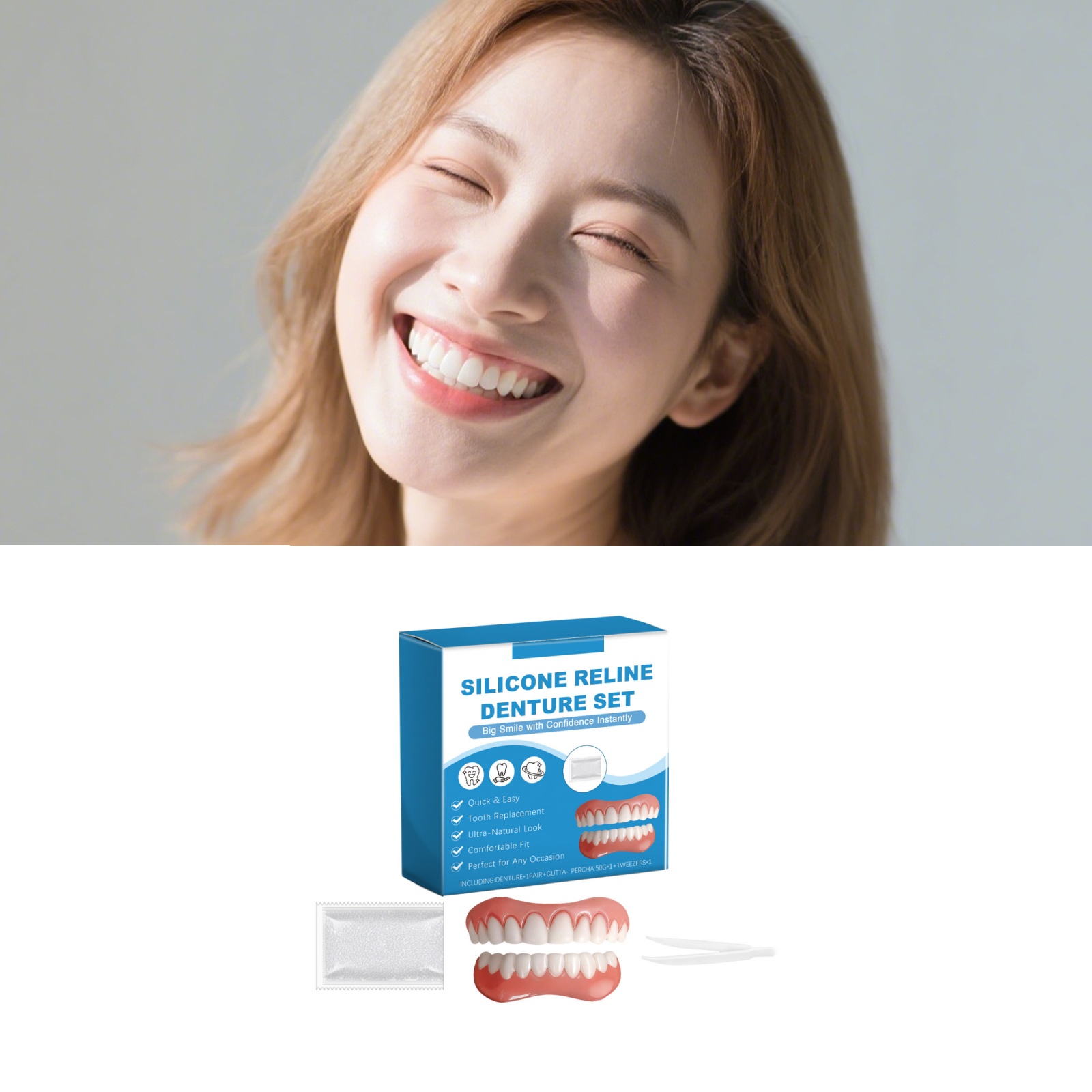 Denture Full Set Over Gums Kit - Full Cover Adhesive ulasan dan harga