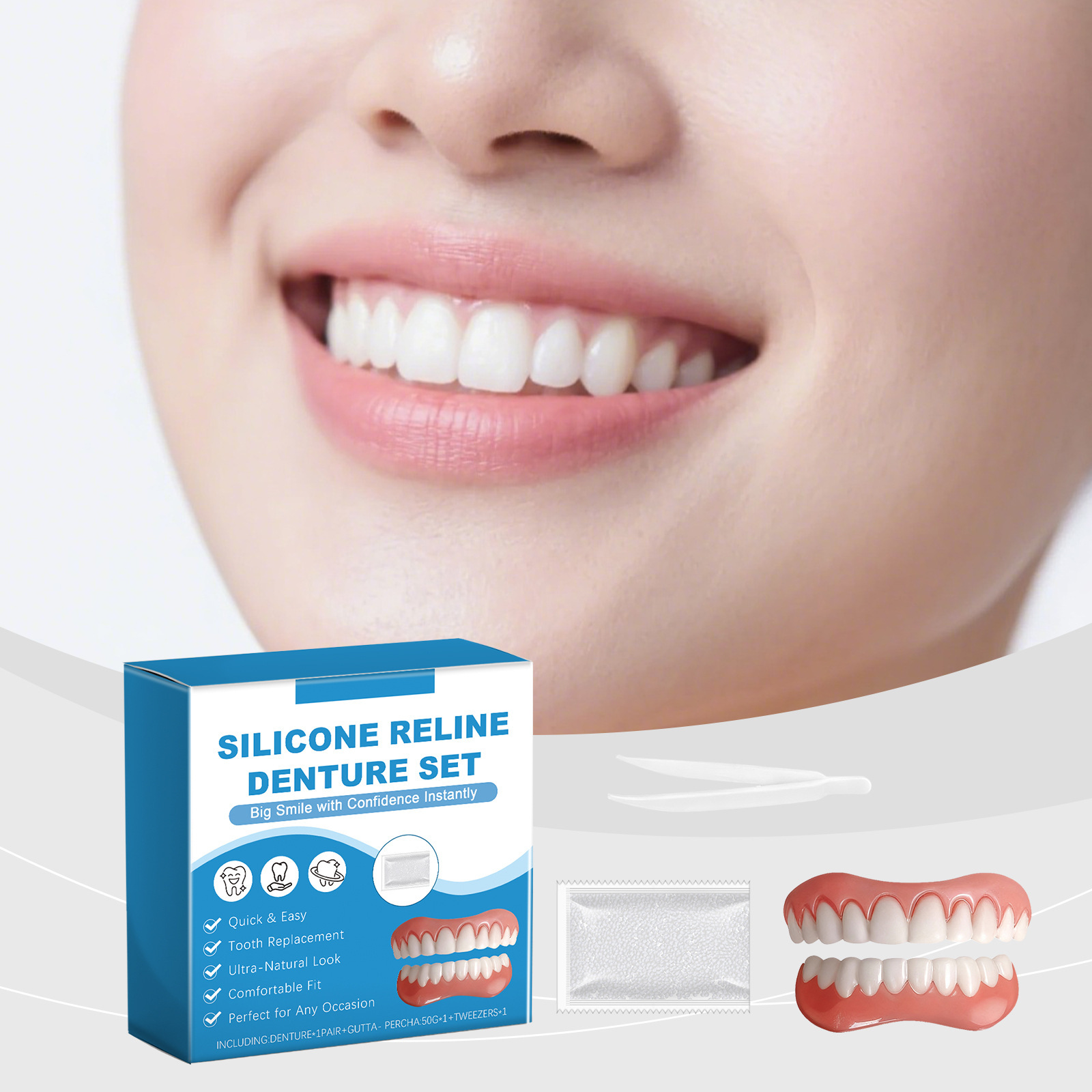 Denture Full Set Over Gums Kit - Full Cover Adhesive ulasan dan harga